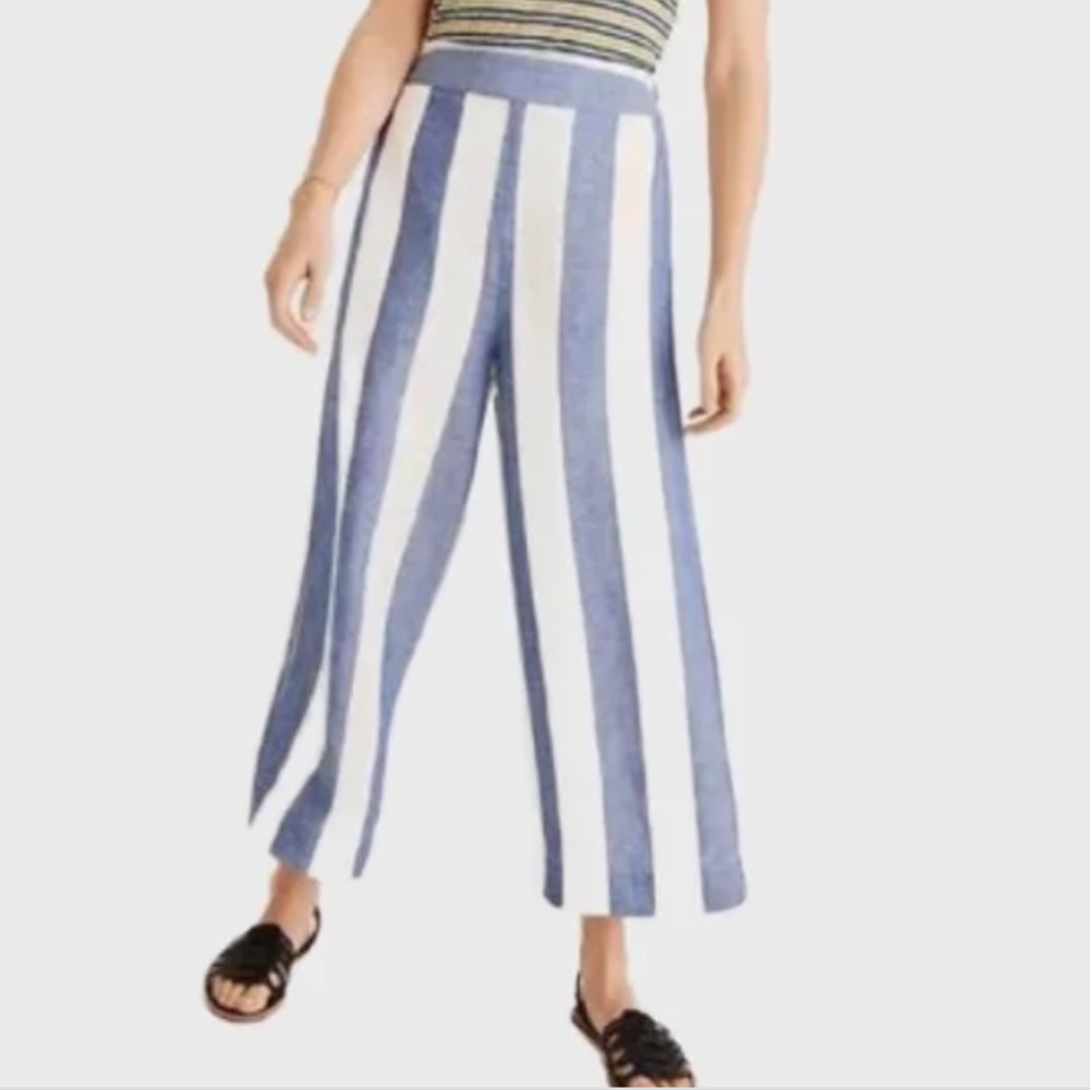 BeachLunchLounge GREEN Striped Linen Blend Pants size XS